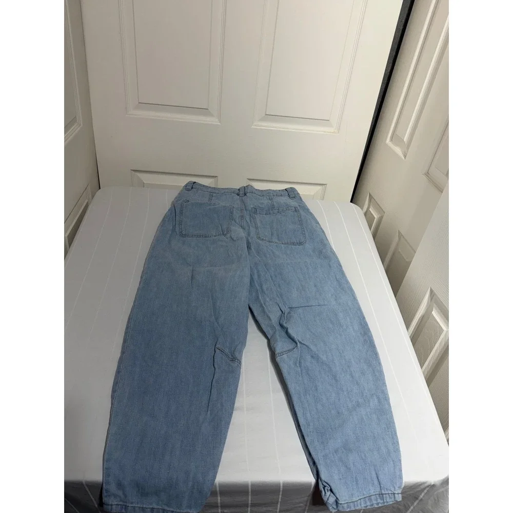 Poetry Hemp Organic Cotton Pleated High Rise Wide Leg Trousers Light Blue UJ42 - Picture 10 of 10